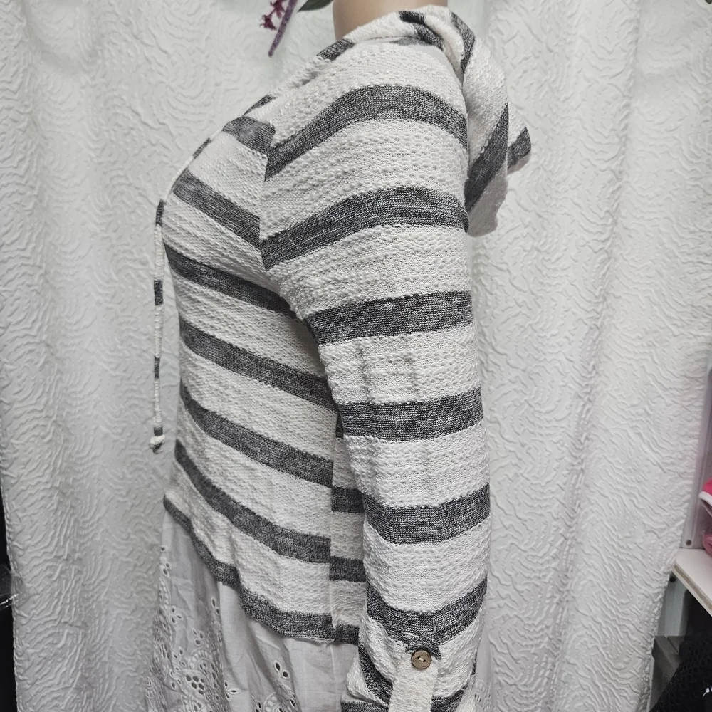 Striped Gray and White Women's Top